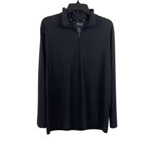FLX Luxury Soft Wander Black 1/4 Zip Up Pullover Mens Size Large
